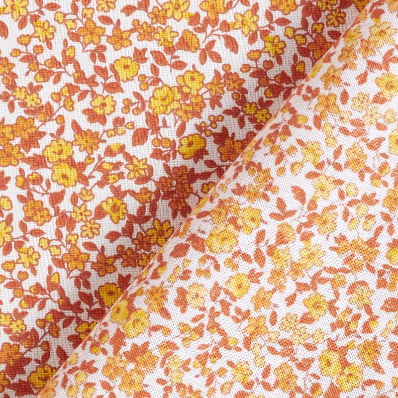 Tissu en coton Cretonne Fleurs nombreuses – caramel/blanc,  image number 4