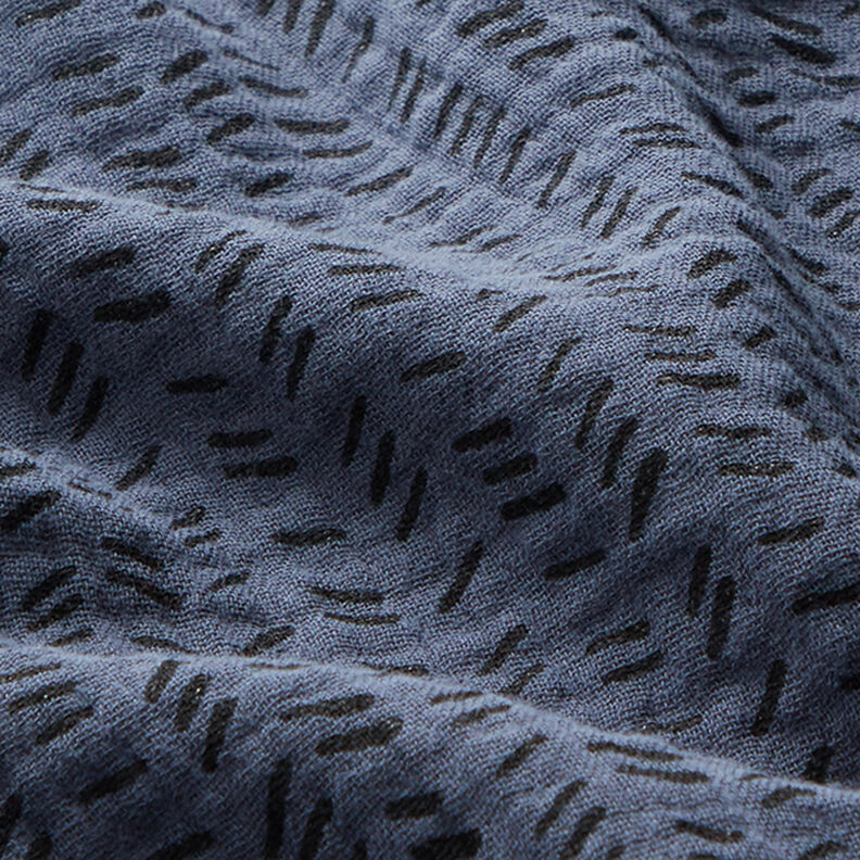 Tissu double gaze de coton Hachure zigzag – bleu nuit,  image number 2