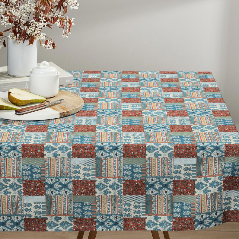 Tissu en coton Cretonne Patchwork floral – bleu,  image number 6