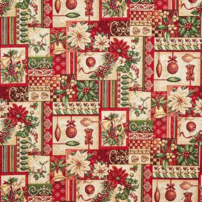 Tissu de décoration Gobelin Motifs de Noël – crème/rouge, 