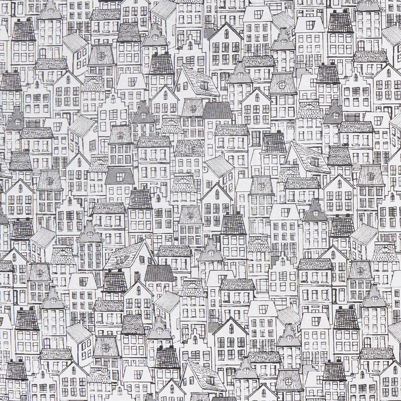 Tissu de décoration Jacquard Village au trait – noir/blanc,  image number 1