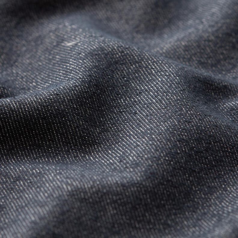 Denim de coton stretch mélangé moyen – bleu noir,  image number 2