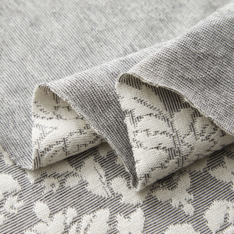 Jersey jacquard Ornements – gris clair/blanc,  image number 3