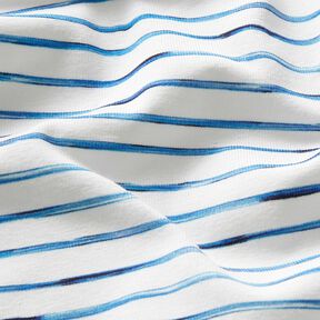 Jersey coton Rayures aquarelle Impression numérique – ivoire/bleu roi, 