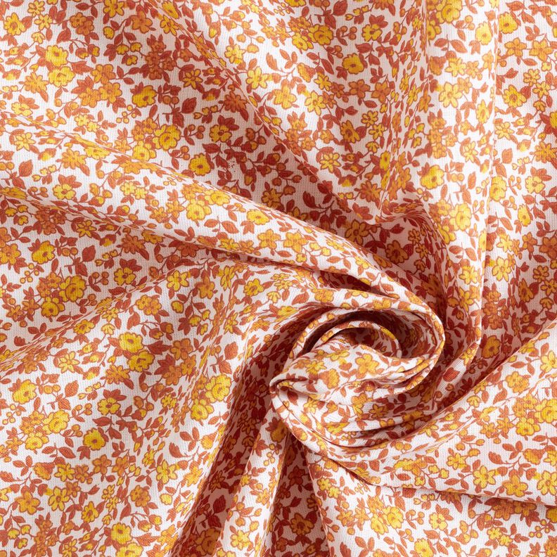 Tissu en coton Cretonne Fleurs nombreuses – caramel/blanc,  image number 3