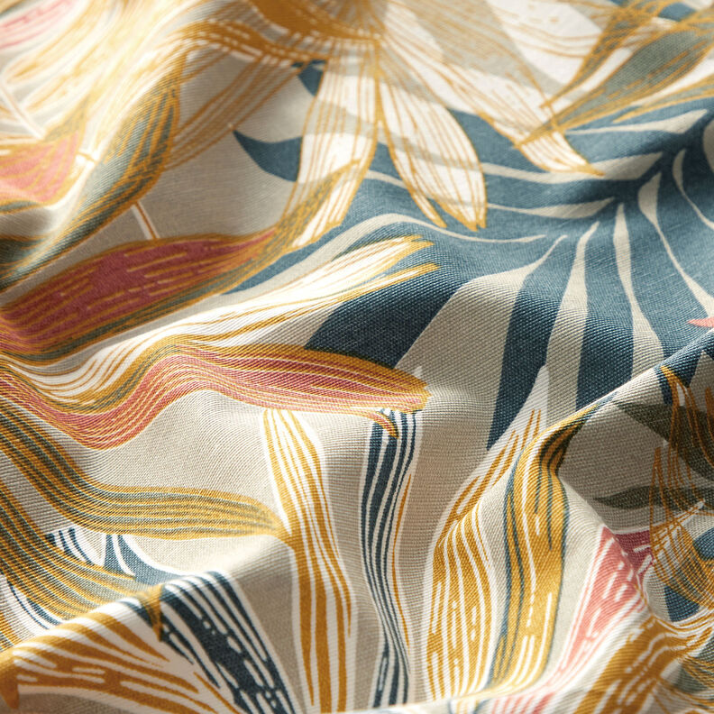 Tissu de décoration Canvas Feuilles de jungle 280 cm – taupe clair/cuivre,  image number 2
