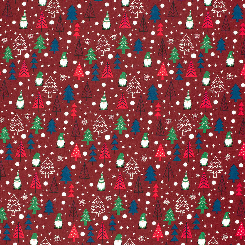 Tissu en coton Popeline Lutins et sapins – rouge foncé,  image number 6