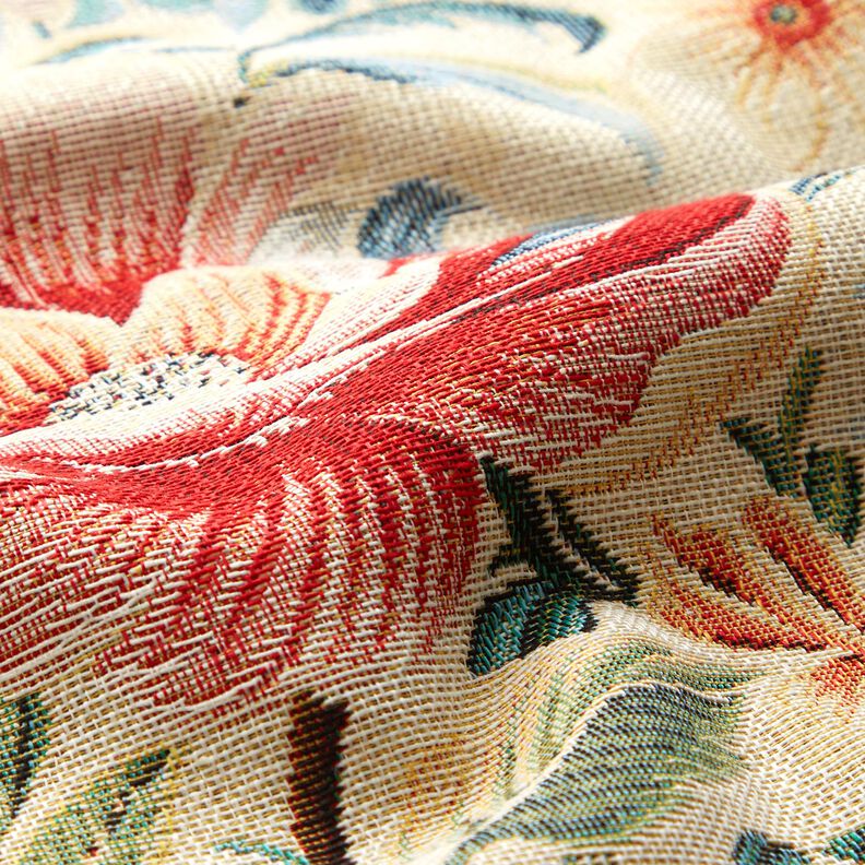 Tissu de décoration Gobelin Superbes fleurs – beige clair/rouge,  image number 2