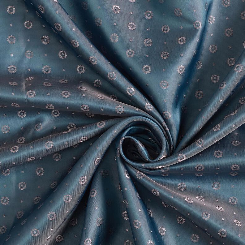 Tissu de doublure Jacquard Changée Fleurs et Pois – bleu jean,  image number 3