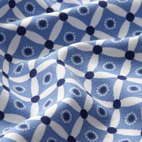 Jersey coton Petits Azulejos – jean bleu clair/blanc, 