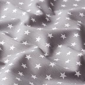 Popeline coton Moyens étoiles – gris/blanc, 