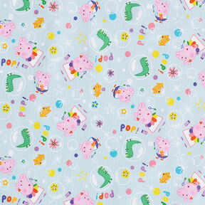 Popeline coton Tissu sous licence Peppa et George font des bulles | ABC Ltd. – bleu bébé, 