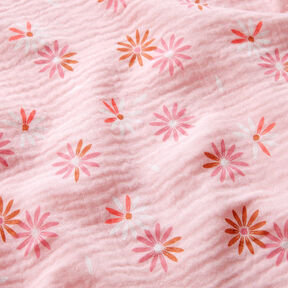 Tissu double gaze de coton Pluie de fleurs – rosé, 