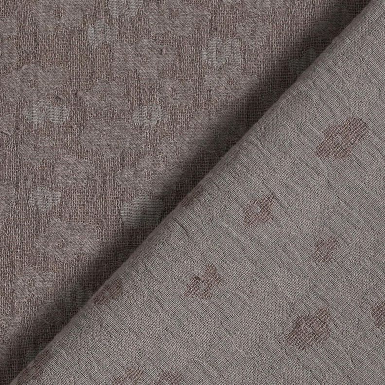 Tissu double gaze de coton Jacquard Fleurs – marron noir,  image number 1