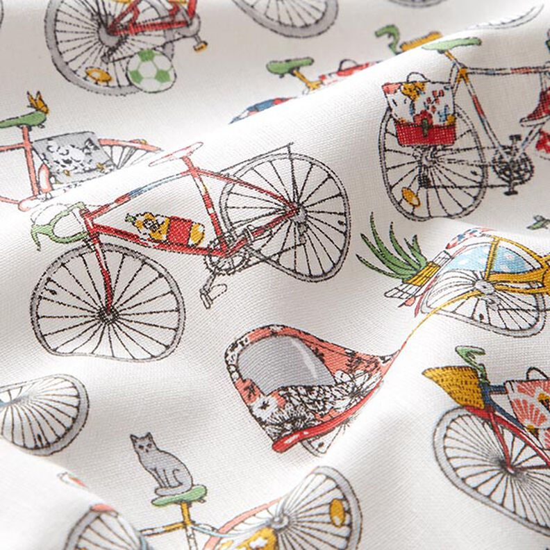 Tissu en coton Cretonne Vélos rétro – écru,  image number 2