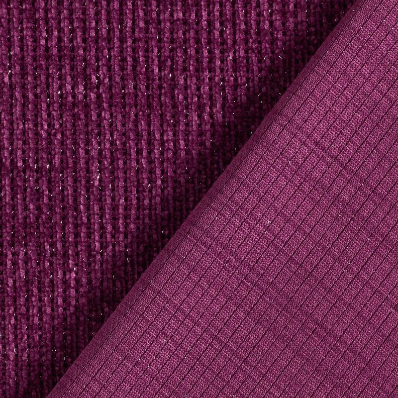 Chenille à paillettes – aubergine/argent métallisé,  image number 4