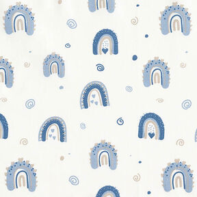 Tissu en coton Popeline Arcs-en-ciel mignons – bleu/blanc, 