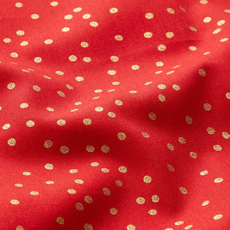 Tissu en coton Popeline Petits points – rouge/or,  image number 2