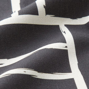 Tissu de décoration Semi-panama Grille abstraite – ivoire/noir, 