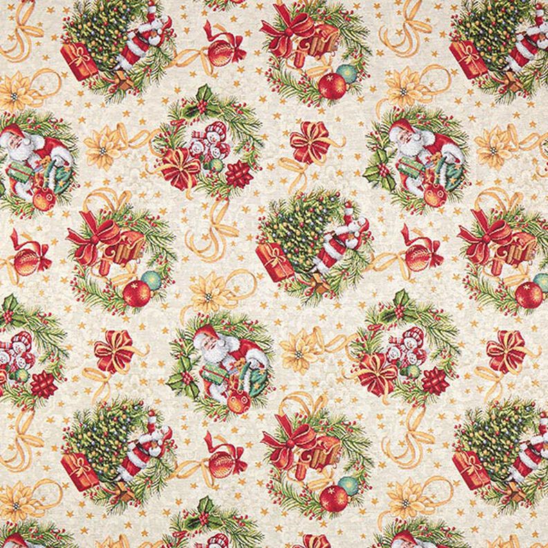 Tissu de décoration Gobelin Couronnes de Noël – nature,  image number 1