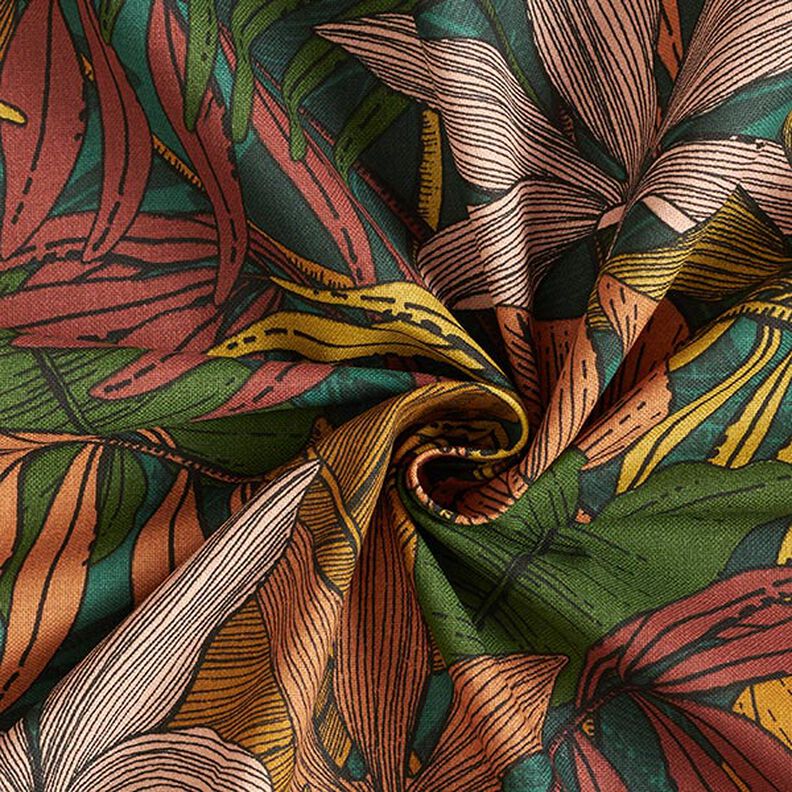 Tissu de décoration Semi-panama jungle – vert foncé,  image number 3