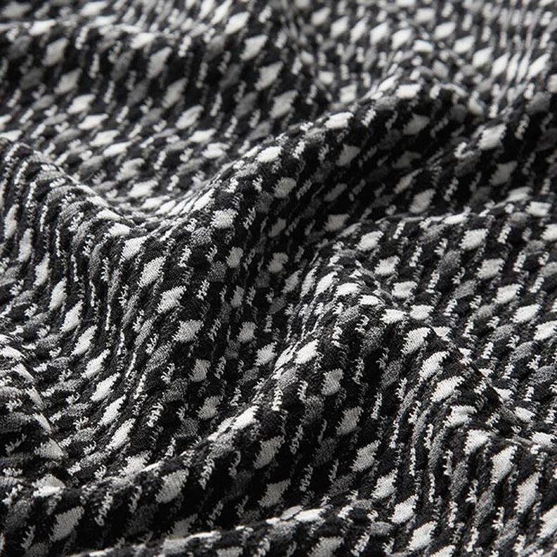 Jersey jacquard en coton mélangé Losanges – noir/blanc,  image number 2