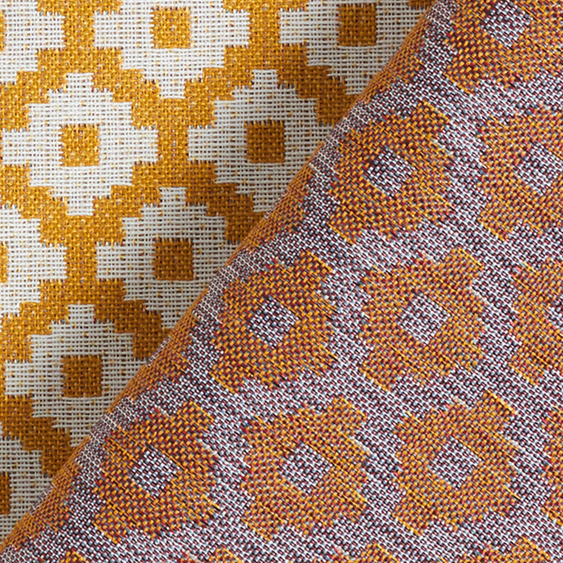 Tissu d'extérieur jacquard Losanges – moutarde,  image number 4