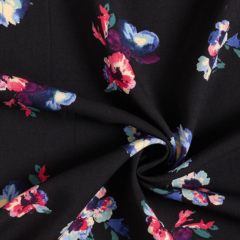 Viscose Fleurs peintes – noir,  image number 3