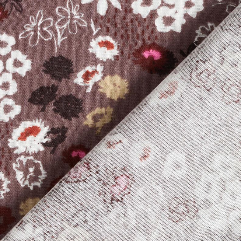 Tissu gaze de coton prairie fleurie de rêve, lisse – chocolat,  image number 5