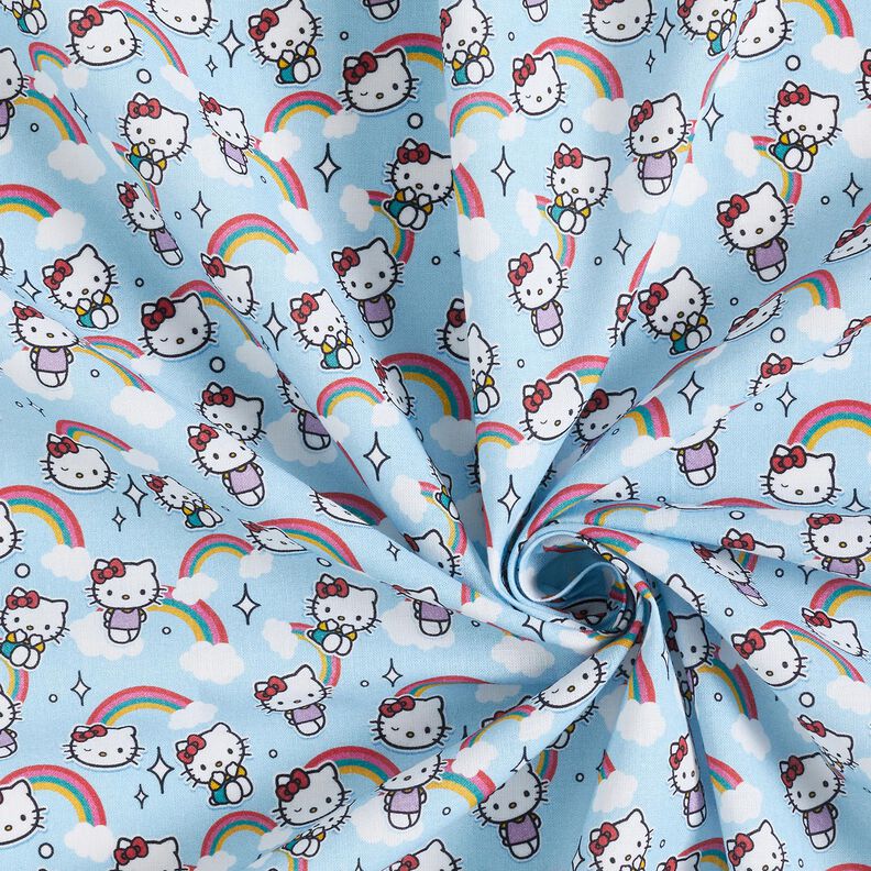 Popeline coton Arcs-en-ciel Hello Kitty Tissu sous licence | SANRIO – bleu ciel,  image number 3