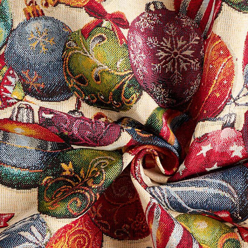 Tissu de décoration Gobelin Boules de Noël multicolores,  image number 3