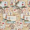 Tissu de décoration Gobelin Collage maritime – beige clair/bleu clair,  thumbnail number 1