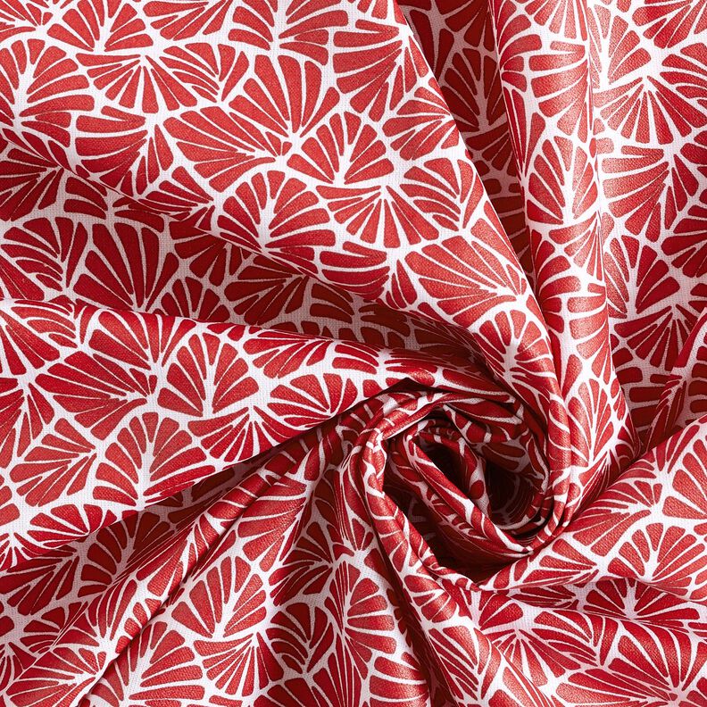 Coton enduit Mini feuilles abstraites – rouge foncé/blanc,  image number 4