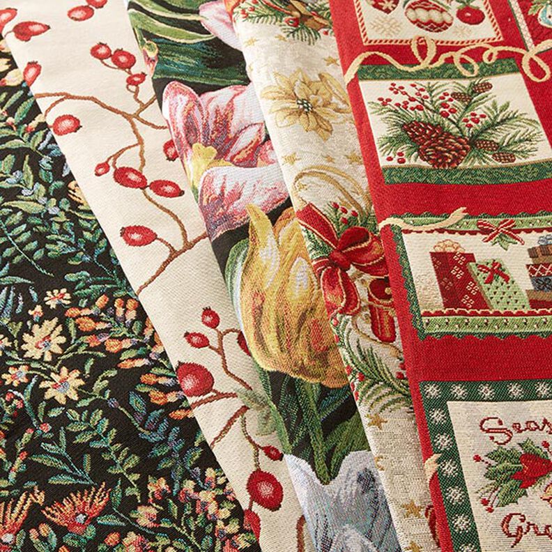 Tissu de décoration Gobelin Couronnes de Noël – nature,  image number 11