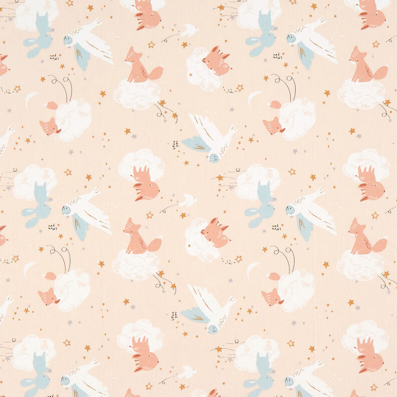 Popeline coton Animaux dans les nuages – beige clair,  image number 1