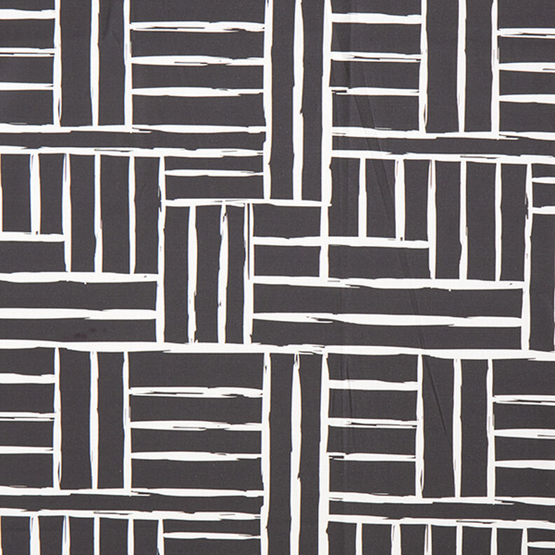 Tissu de décoration Semi-panama Grille abstraite – ivoire/noir,  image number 1