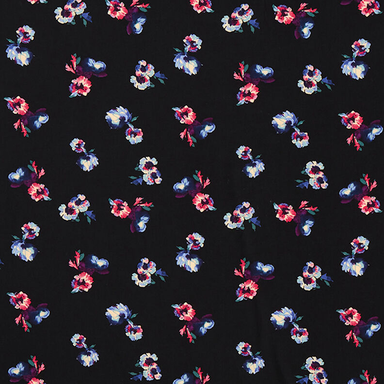 Viscose Fleurs peintes – noir,  image number 1