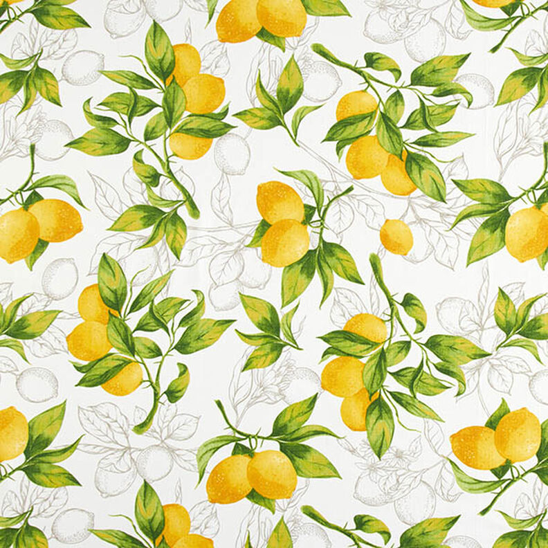 Tissu de décoration Panama Citrons – blanc/jaune citron,  image number 1