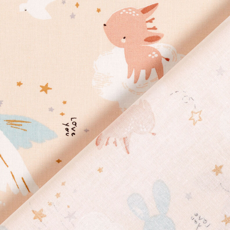 Popeline coton Animaux dans les nuages – beige clair,  image number 5