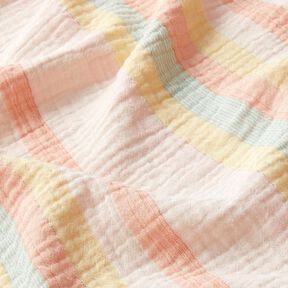 Tissu double gaze de coton Rayures lurex colorées | by Poppy – rosé/argent métallisé, 