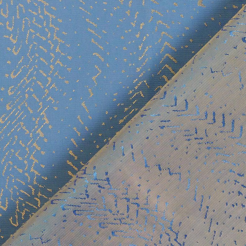 Tissu de doublure Jacquard Motif écaille – bleu/or,  image number 4