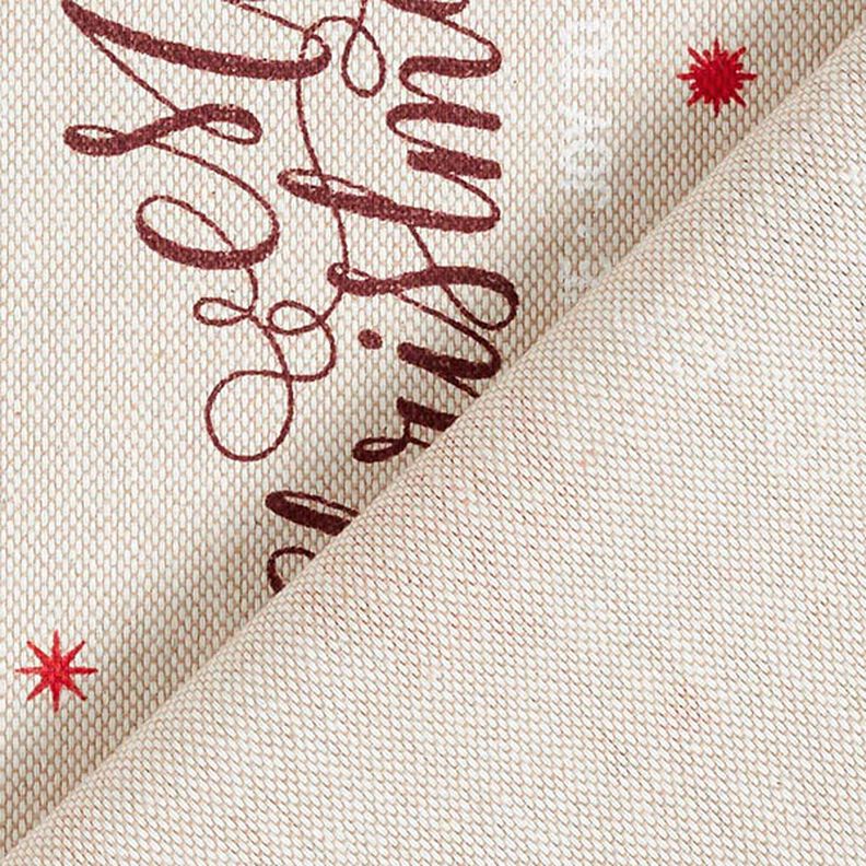 Tissu de décoration Semi-panama Merry Christmas – beige/rouge foncé,  image number 4