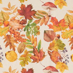 Tissu de décoration Semi-panama feuilles d'automne recyclé – nature, 