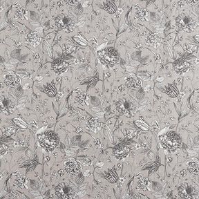 Tissu de décoration Semi-panama Plantes opulentes – gris soie, 