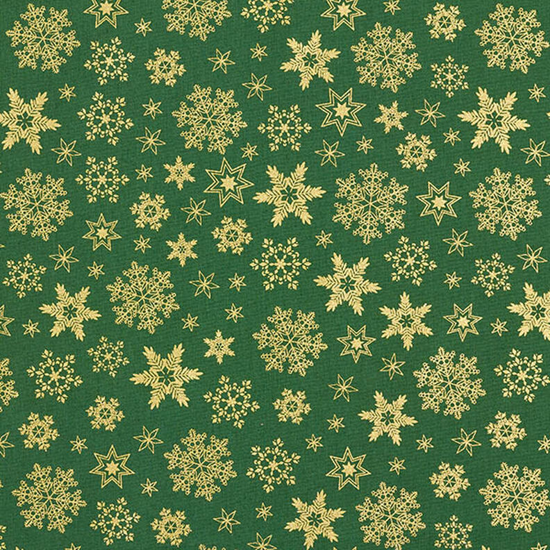 Tissu en coton Popeline Cristaux de neige – vert/or,  image number 1