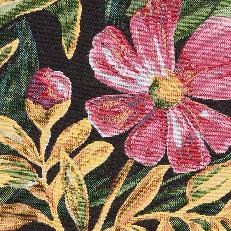 Tissu de décoration Gobelin Fleurs – noir/vert,  image number 9