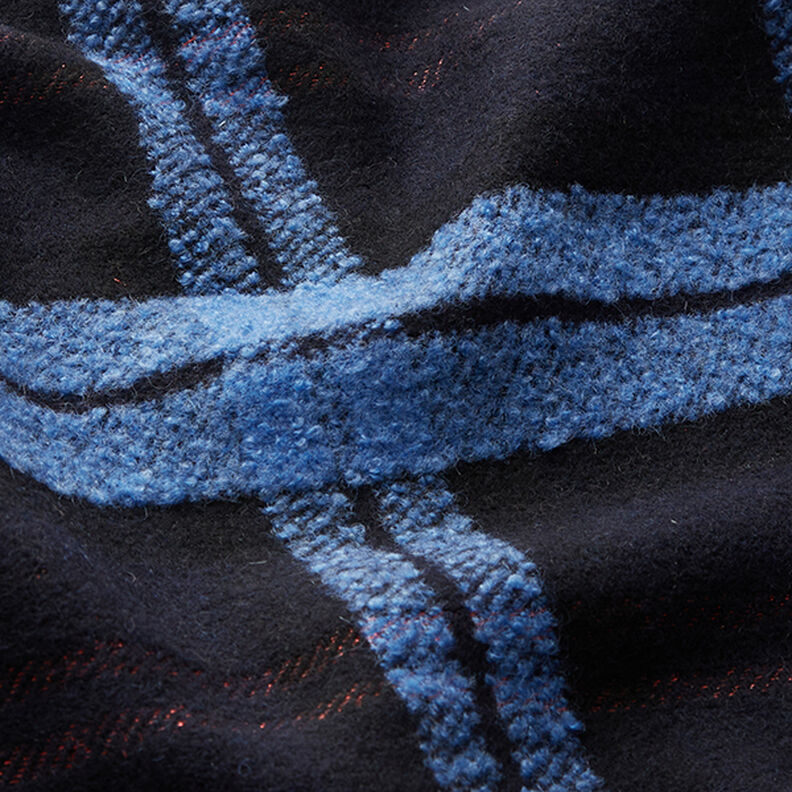 Tissu pour manteau Loops Carreaux – noir/bleu,  image number 2