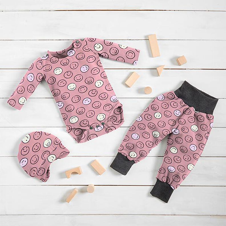 Jersey coton Smiley scintillant dans la nuit – vieux rose,  image number 7