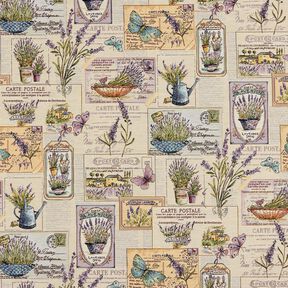 Tissu de décoration Gobelin Collage de lavande – nature/mauve, 