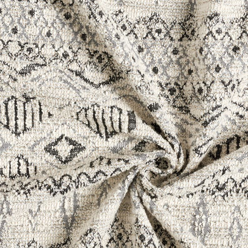 Tricot bouclé à motif ikat – gris/blanc,  image number 3